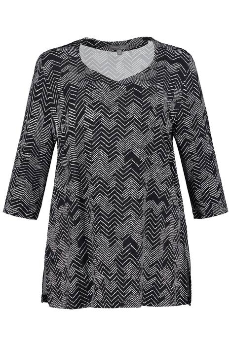 Slinky tričko, klikatý design, srdcový výstřih, 3/4 rukávy