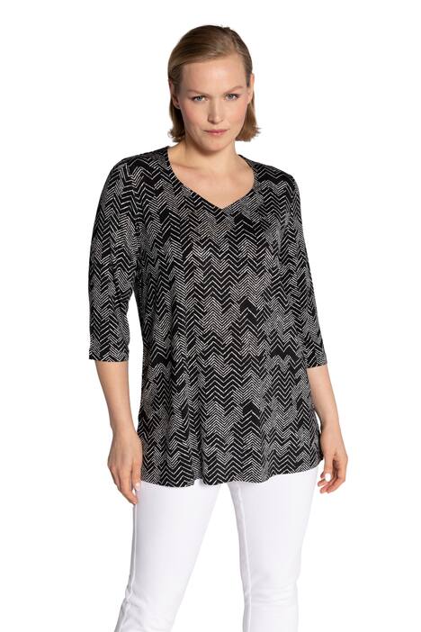 Slinky tričko, klikatý design, srdcový výstřih, 3/4 rukávy