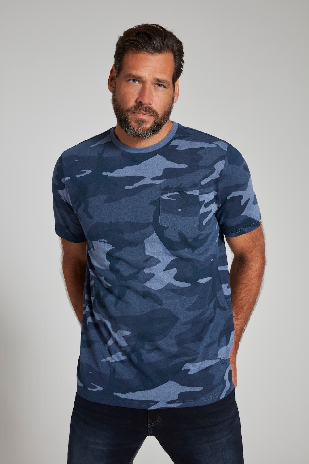 Grote Maten T-shirt, Heren, blauw, Maat: XXL, Polyester/Katoen, JP1880