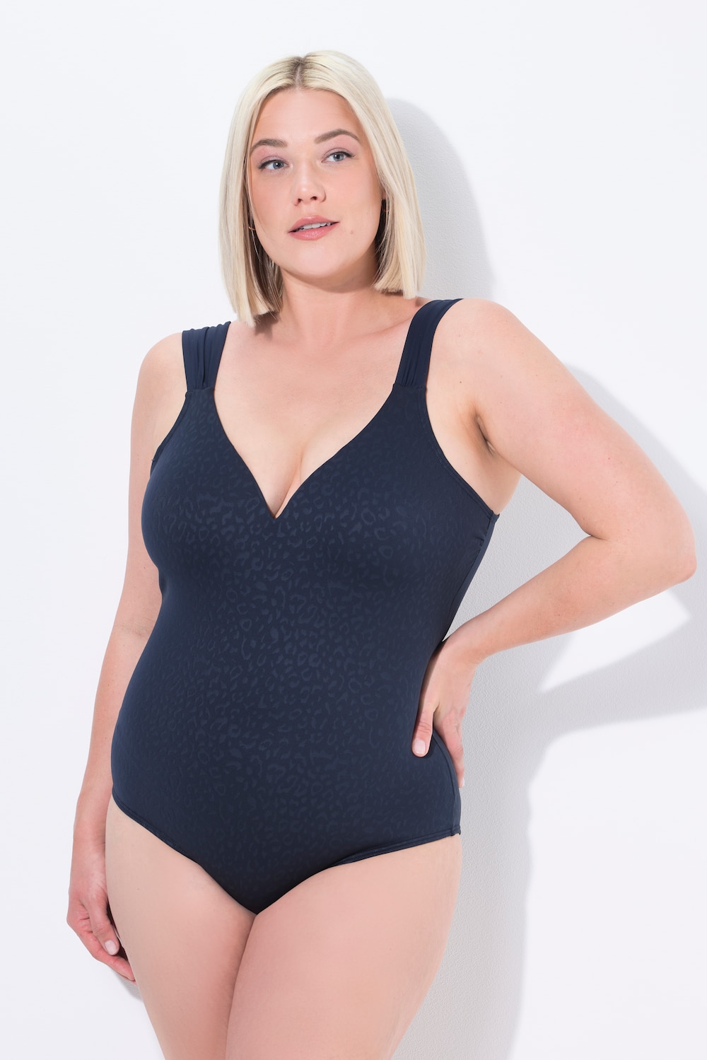 Große Größen Badeanzug, Damen, blau, Größe: 44, Synthetische Fasern/Polyester/Elasthan, Ulla Popken