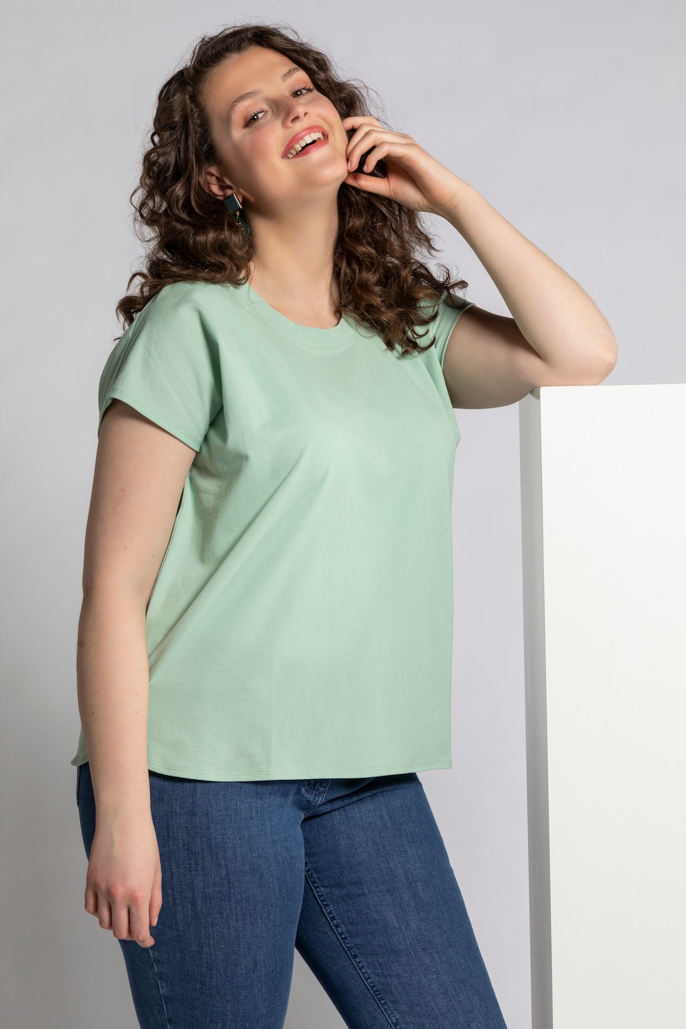 Grote Maten shirt, Dames, groen, Maat: 50/52, Katoen, Ulla Popken