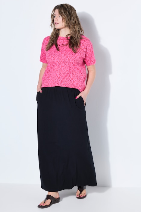 Sukně, A střih, maxi délka, žerzej, elastický pas