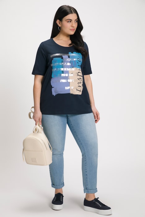 Ulla Popken Shirt met korte mouwen geruite print casual uitstraling Mode Zakelijke overhemden Shirts met korte mouwen 