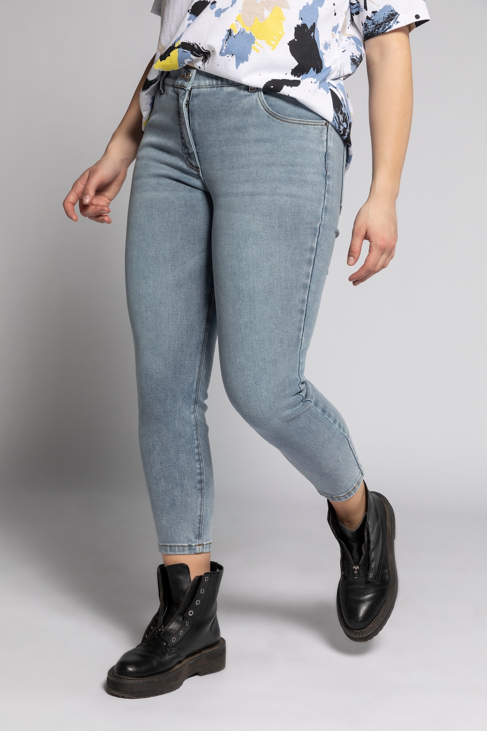 Grote Maten skinny jeans, Dames, paars, Maat: 50, Katoen, Studio Untold