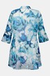 Watercolor Floral Button Flounce Sleeve Tunic Blouse