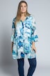 Watercolor Floral Button Flounce Sleeve Tunic Blouse