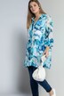 Watercolor Floral Button Flounce Sleeve Tunic Blouse