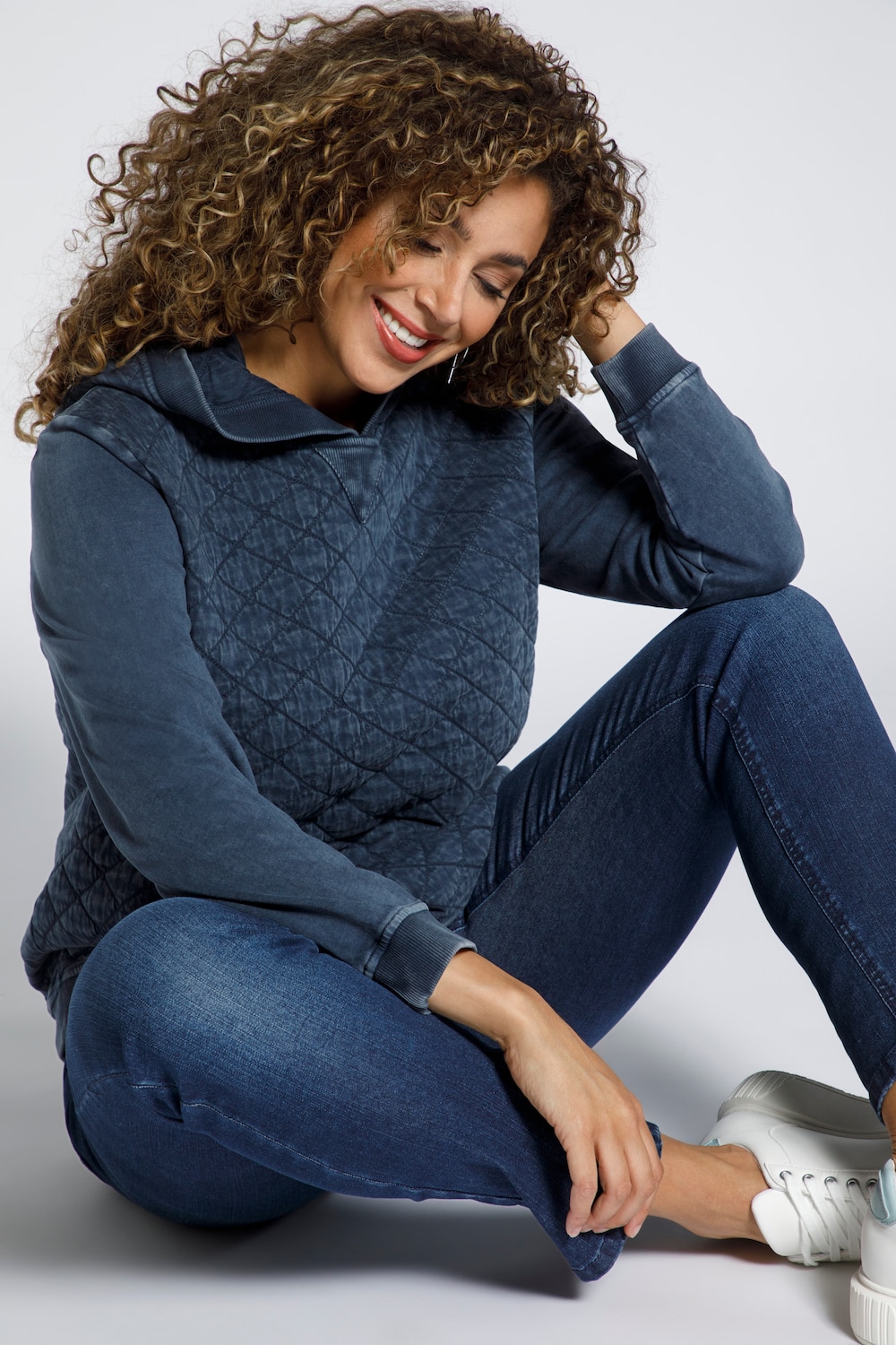 Grote Maten hoodie, Dames, blauw, Maat: 50/52, Katoen, Ulla Popken Grote Maten hoodie, Dames, blauw, Maat: 50/52, Katoen, Ulla Popken