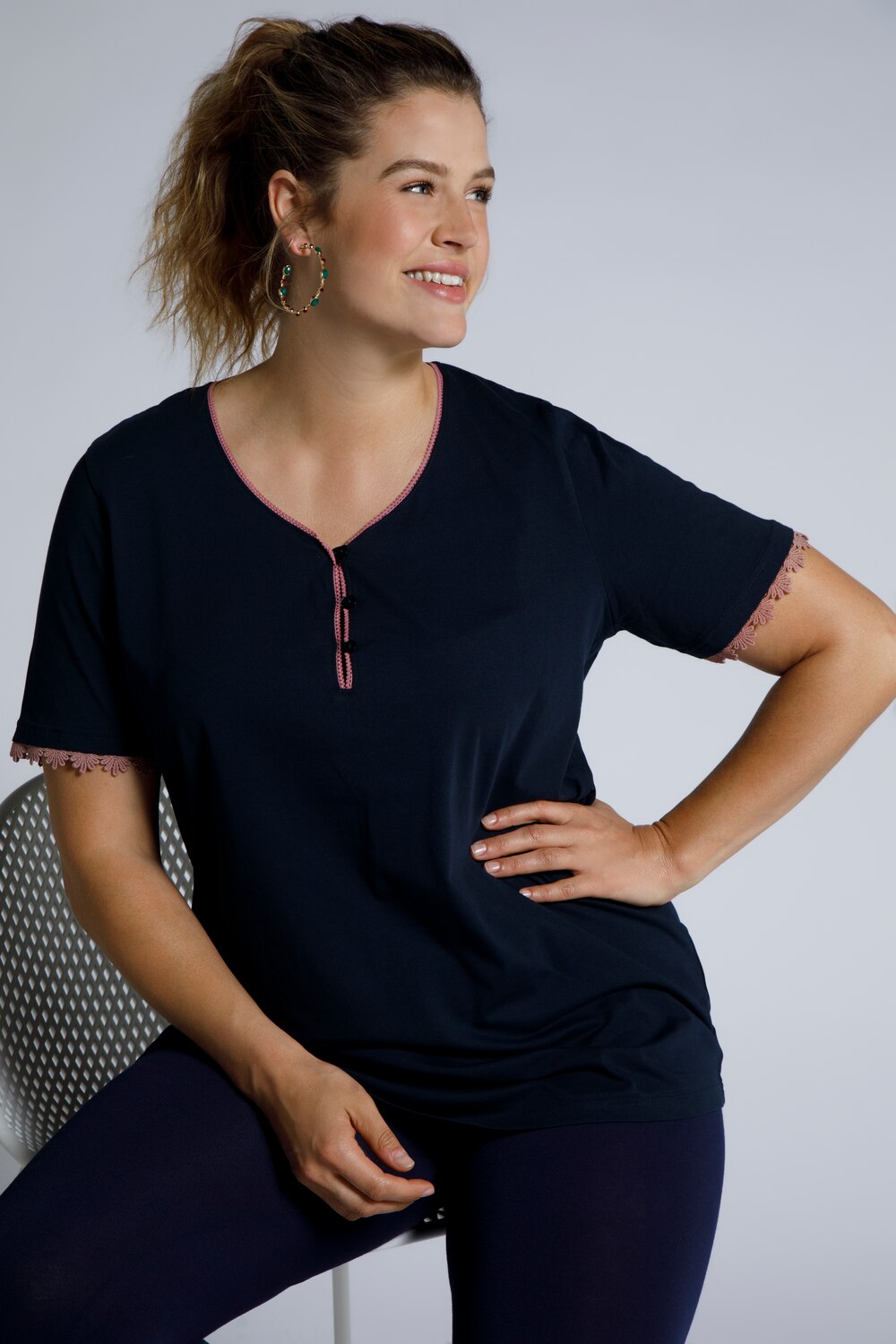 Grote Maten pyjama, Dames, blauw, Maat: 50/52, Katoen, Ulla Popken Grote Maten pyjama, Dames, blauw, Maat: 50/52, Katoen, Ulla Popken