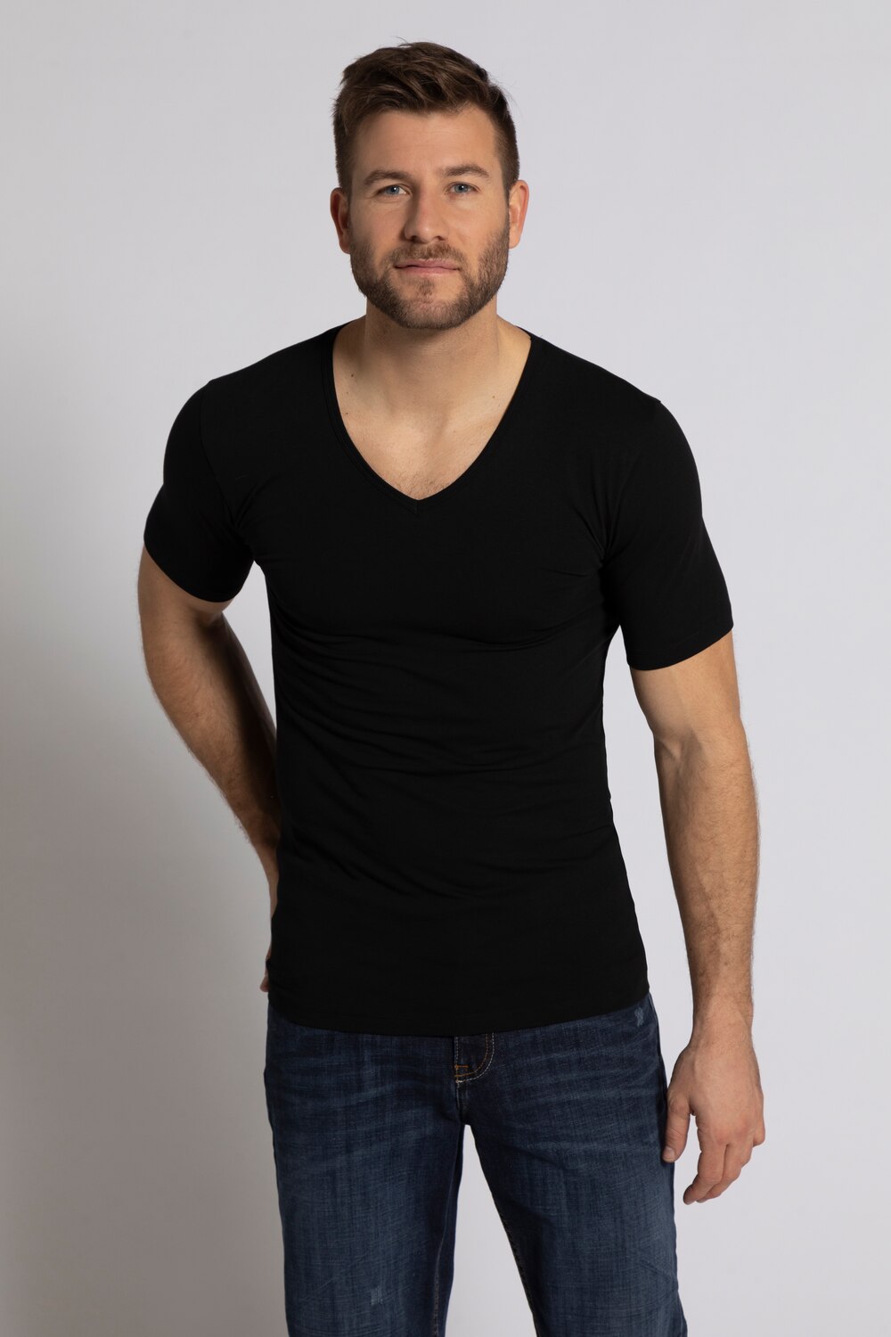 Grote Maten comfortabel underwear-shirt, Heren, zwart, Maat: L, Katoen, JP1880
