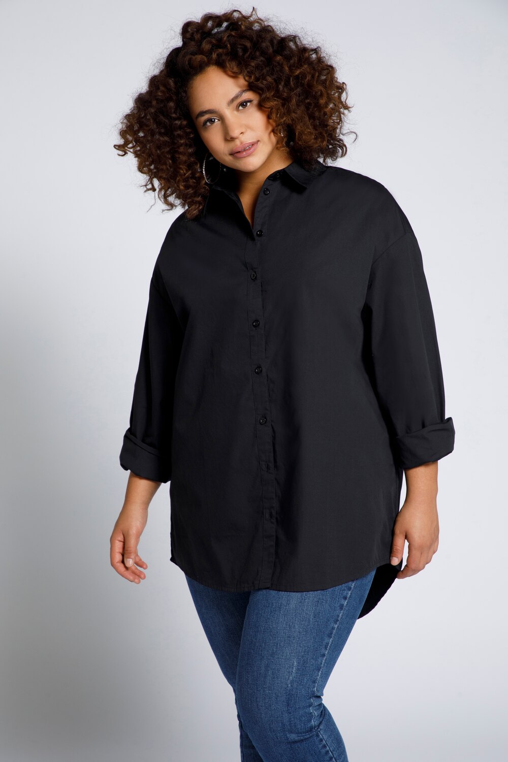 Grote Maten overhemdblouse, Dames, zwart, Maat: 58/60, Katoen, Studio Untold Grote Maten overhemdblouse, Dames, zwart, Maat: 58/60, Katoen, Studio Untold