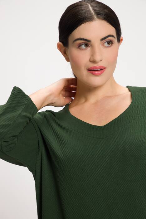 Sweatshirt, Struktur, Classic, Herzausschnitt, 3/4-Arm