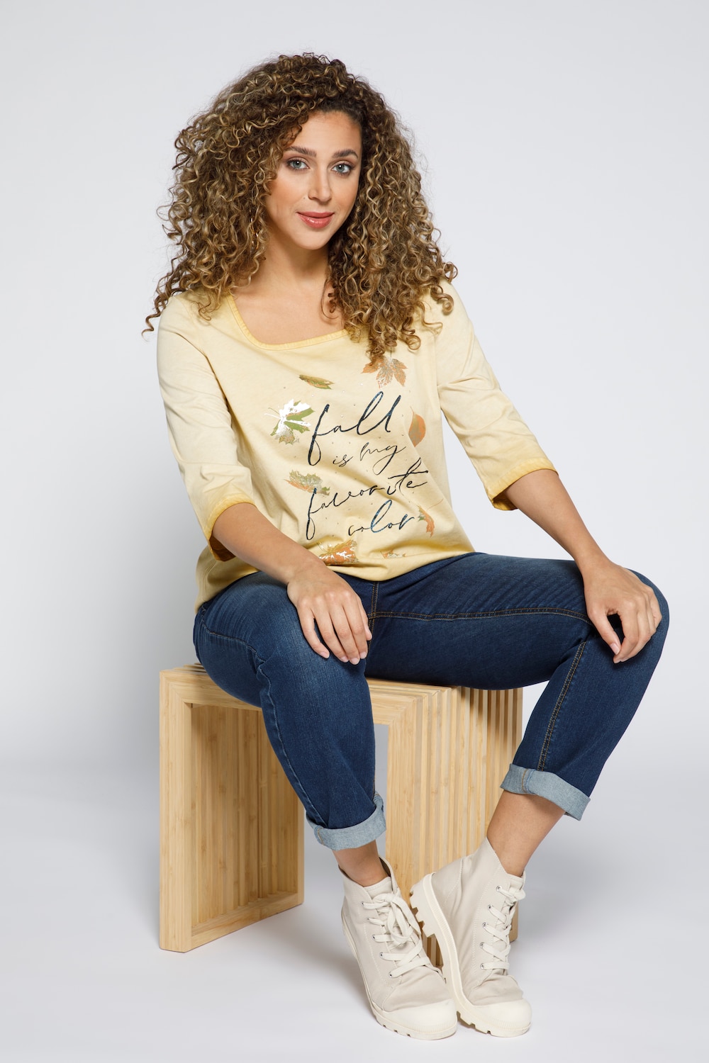 Grote Maten shirt, Dames, beige, Maat: 58/60, Katoen, Ulla Popken Grote Maten shirt, Dames, beige, Maat: 58/60, Katoen, Ulla Popken