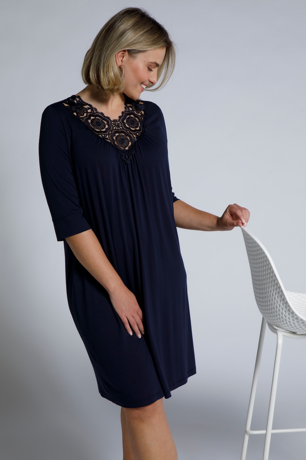 Grote Maten nachthemd, Dames, blauw, Maat: 54/56, Viscose, Ulla Popken Grote Maten nachthemd, Dames, blauw, Maat: 54/56, Viscose, Ulla Popken