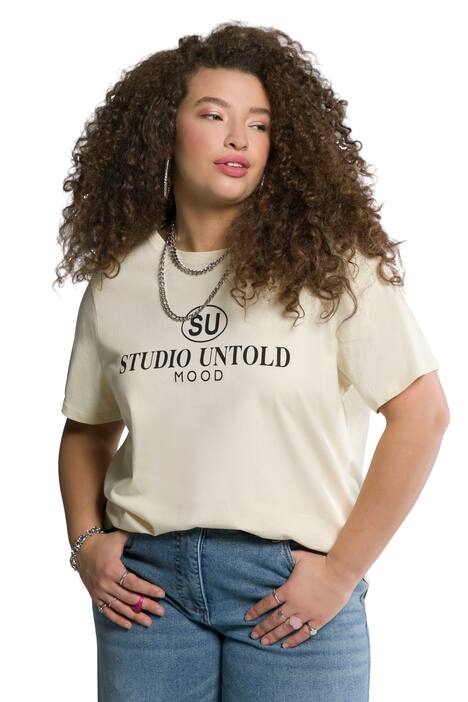 Tričko, extra dlouhé, kulatý výstřih, krátké rukávy, nápis