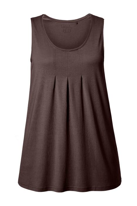 Top, ozdobné sklady, A střih, kulatý výstřih, bez rukávů, modal