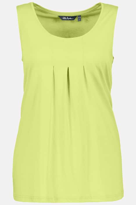 Top, Zierfalten, A-Linie, Rundhals, ärmellos, Modal