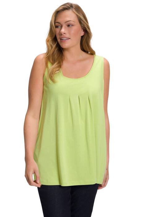 Top, ozdobné sklady, A střih, kulatý výstřih, bez rukávů, modal