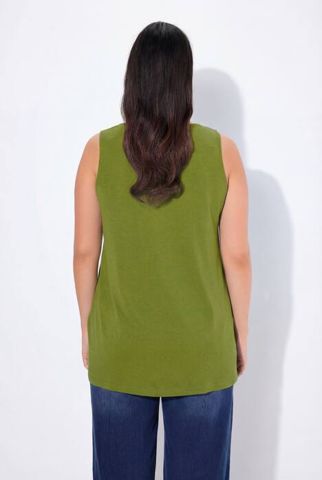 Top, decoratieve plooitjes, A-lijn, ronde hals, mouwloos, modal