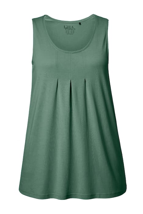 Top, ozdobné sklady, A střih, kulatý výstřih, bez rukávů, modal