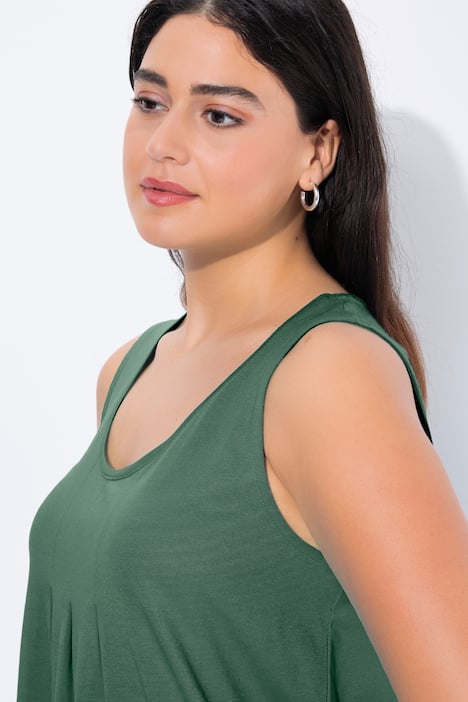 Top, Zierfalten, A-Linie, Rundhals, ärmellos, Modal