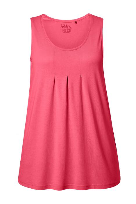 Top, ozdobné sklady, A střih, kulatý výstřih, bez rukávů, modal