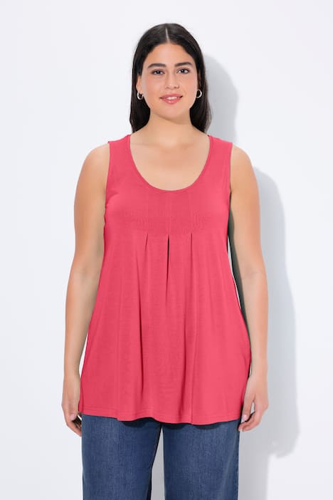 Top, Zierfalten, A-Linie, Rundhals, ärmellos, Modal