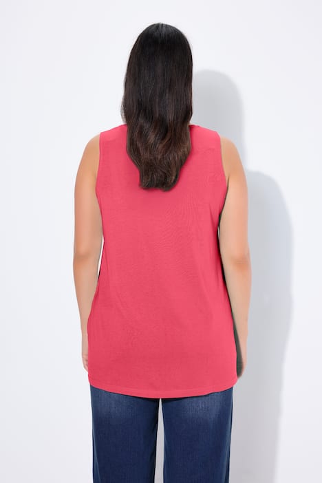 Top, Zierfalten, A-Linie, Rundhals, ärmellos, Modal