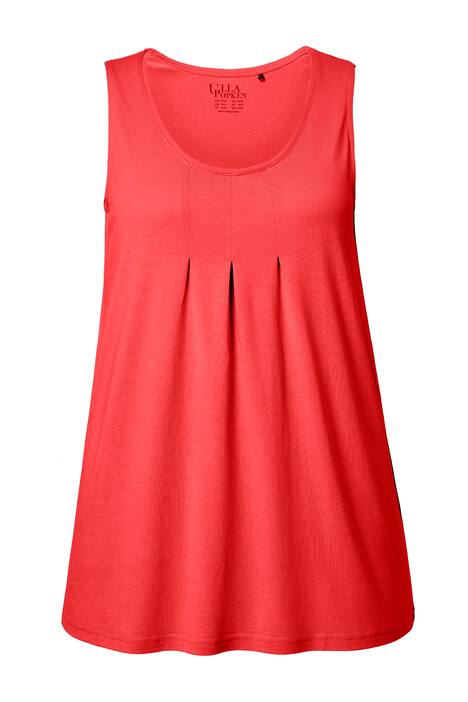 Top, ozdobné sklady, A střih, kulatý výstřih, bez rukávů, modal