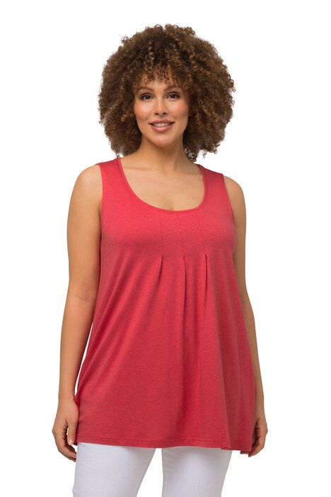 Top, ozdobné sklady, A střih, kulatý výstřih, bez rukávů, modal