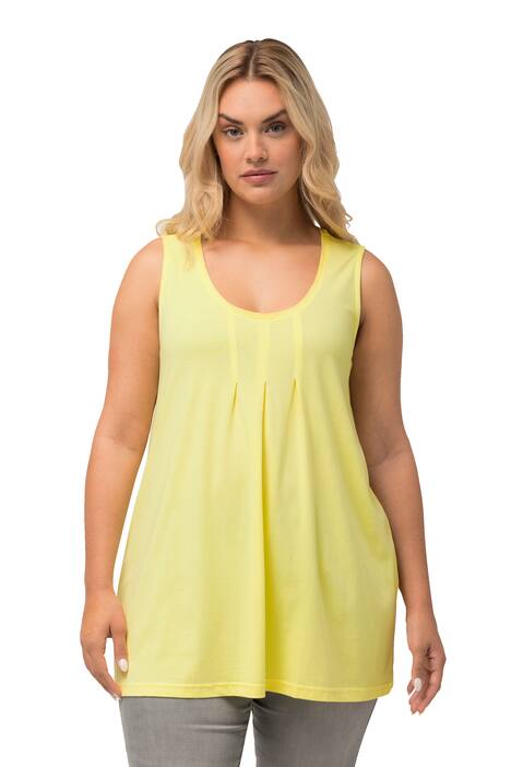 Top, ozdobné sklady, A střih, kulatý výstřih, bez rukávů, modal