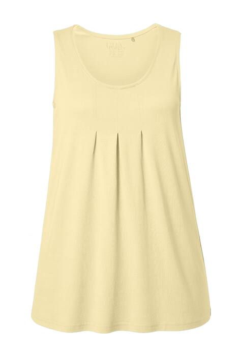 Top, ozdobné sklady, A střih, kulatý výstřih, bez rukávů, modal