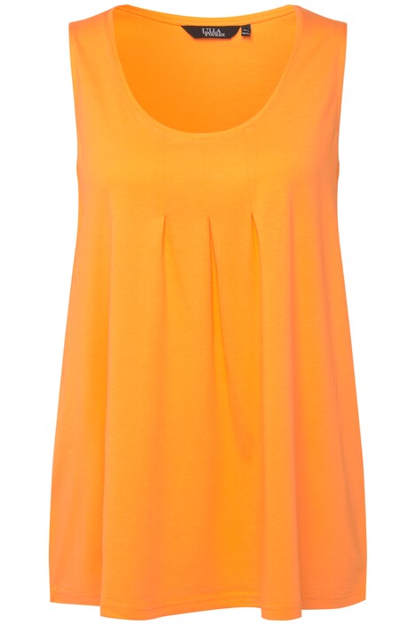 Top, ozdobné sklady, A střih, kulatý výstřih, bez rukávů, modal