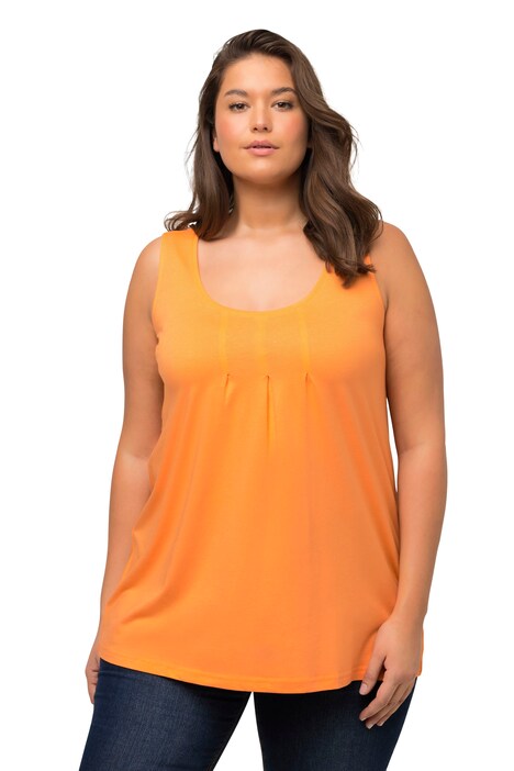 Top, ozdobné sklady, A střih, kulatý výstřih, bez rukávů, modal