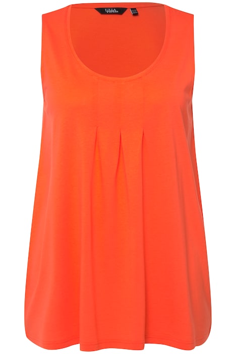 Top, ozdobné sklady, A střih, kulatý výstřih, bez rukávů, modal