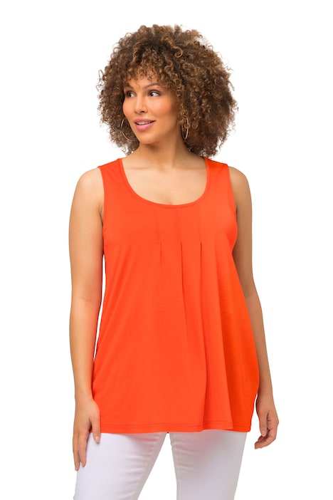 Top, ozdobné sklady, A střih, kulatý výstřih, bez rukávů, modal