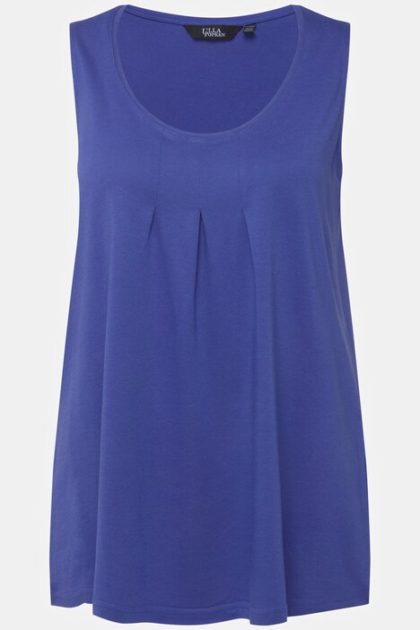 Top, Zierfalten, A-Linie, Rundhals, ärmellos, Modal