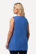 Bluzka, ozdobne plisy, trapezowy krój, okrągły dekolt, bez rękawów, modal
