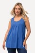 Bluzka, ozdobne plisy, trapezowy krój, okrągły dekolt, bez rękawów, modal