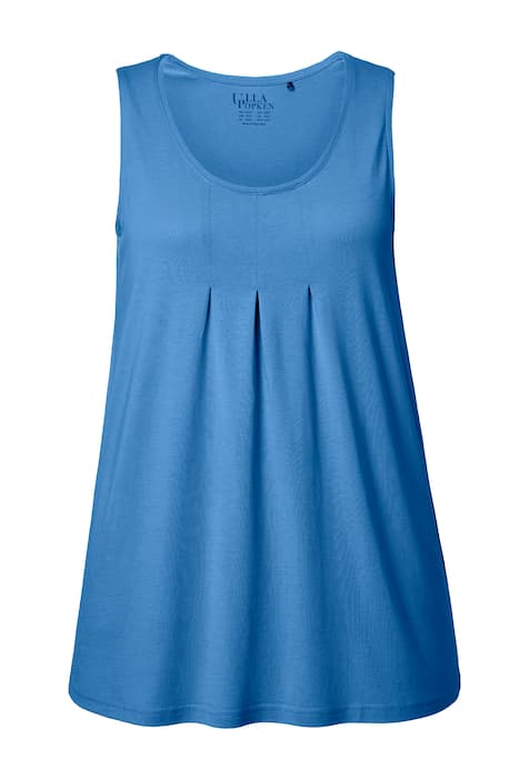 Top, ozdobné sklady, A střih, kulatý výstřih, bez rukávů, modal