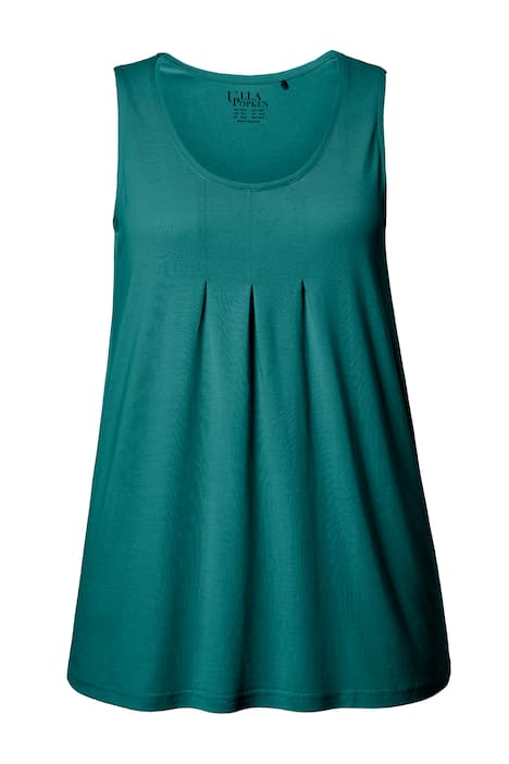 Top, ozdobné sklady, A střih, kulatý výstřih, bez rukávů, modal