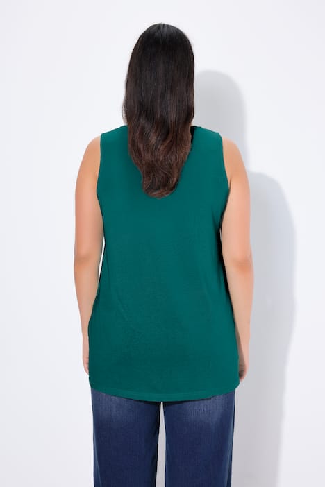 Top, Zierfalten, A-Linie, Rundhals, ärmellos, Modal