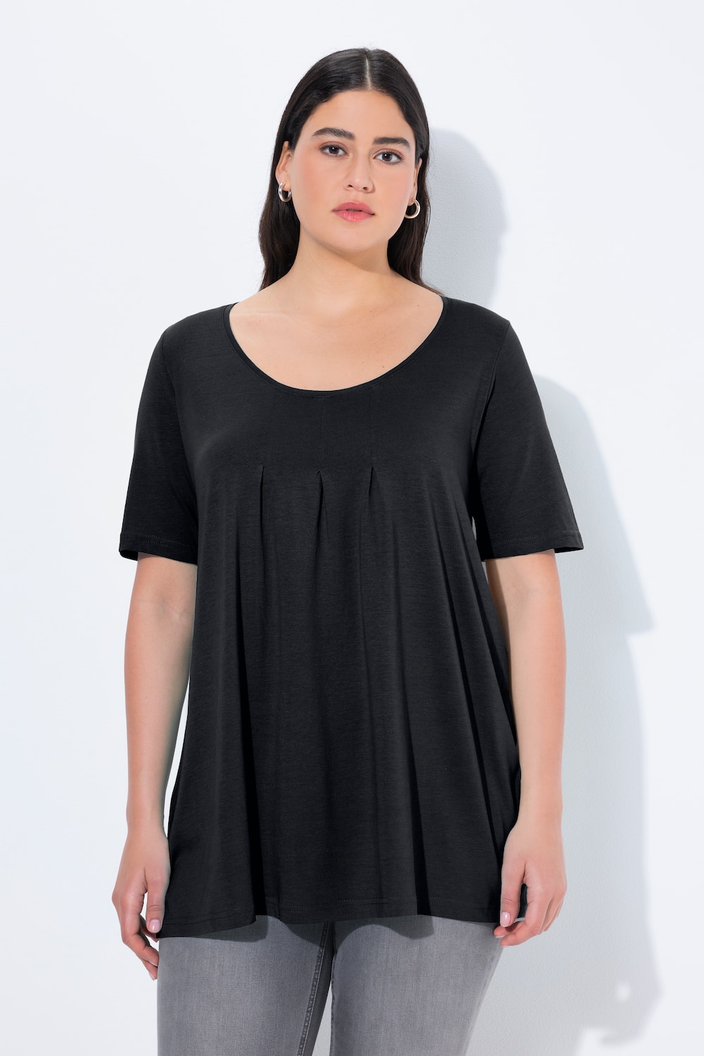 Große Größen T-Shirt, Damen, schwarz, Größe: 50/52, Baumwolle/Synthetische Fasern, Ulla Popken