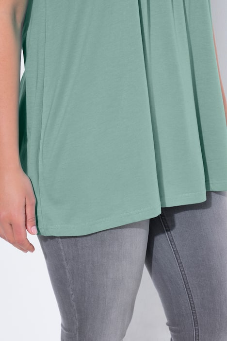 T-Shirt, Zierfalten, A-Linie, Rundhals, Halbarm, Modal