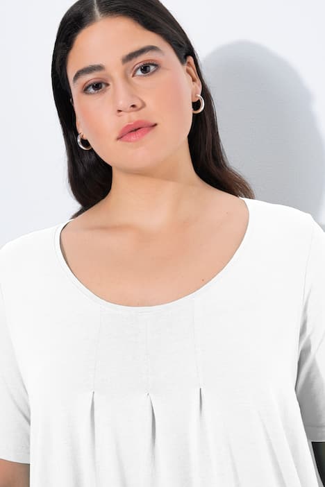 T-Shirt, Zierfalten, A-Linie, Rundhals, Halbarm, Modal