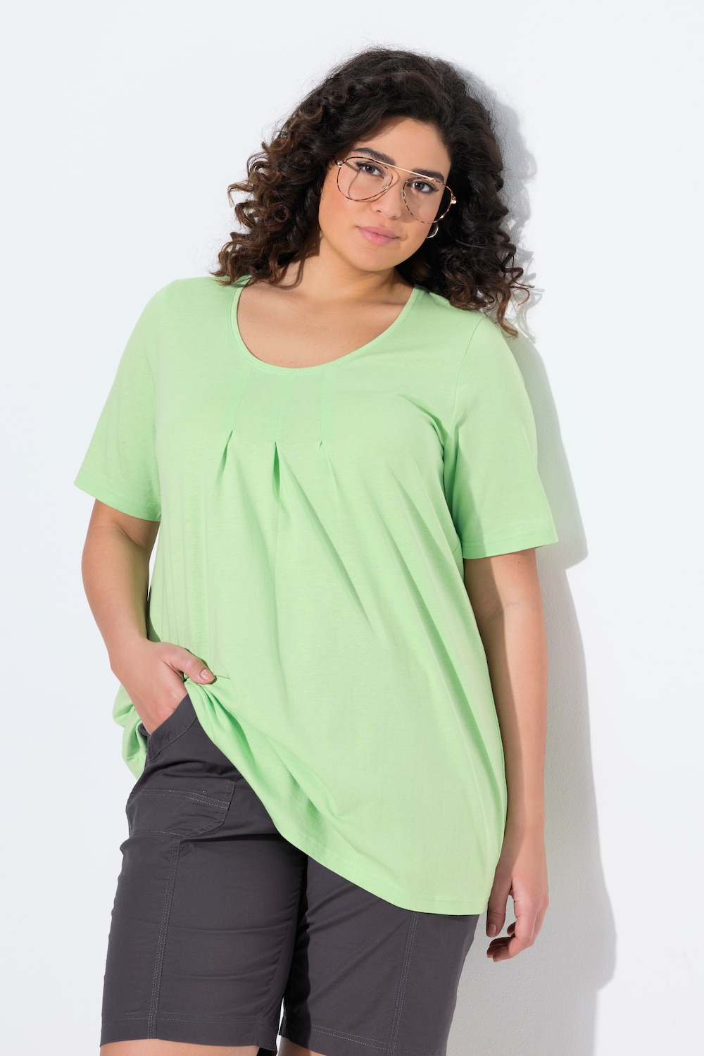 Große Größen T-Shirt, Damen, grün, Größe: 58/60, Baumwolle/Synthetische Fasern, Ulla Popken