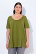 T-Shirt, Zierfalten, A-Linie, Rundhals, Halbarm, Modal