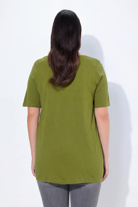 T-Shirt, Zierfalten, A-Linie, Rundhals, Halbarm, Modal