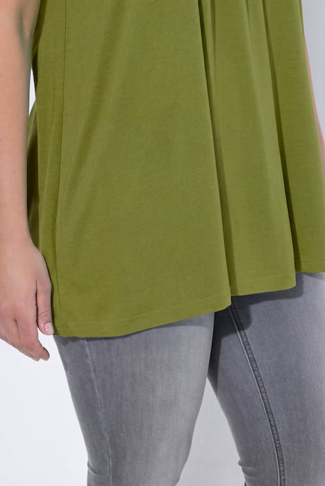 T-Shirt, Zierfalten, A-Linie, Rundhals, Halbarm, Modal