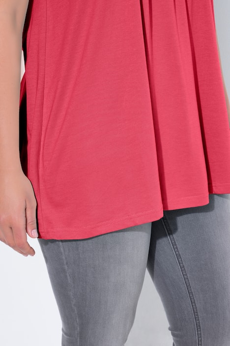 T-shirt, decoratieve plooitjes, A-lijn, ronde hals, korte mouwen, modal